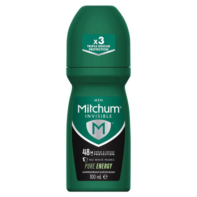 Mitchum Men Invisible Pure Energy roll-on deodorant 100ml, imported from the UK
