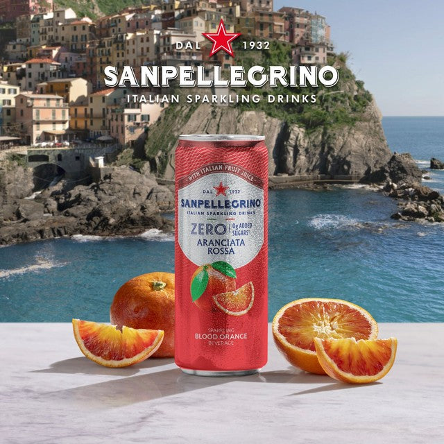 San Pellegrino Zero Blood Orange sparkling drink 6x330ml cans (British brand)