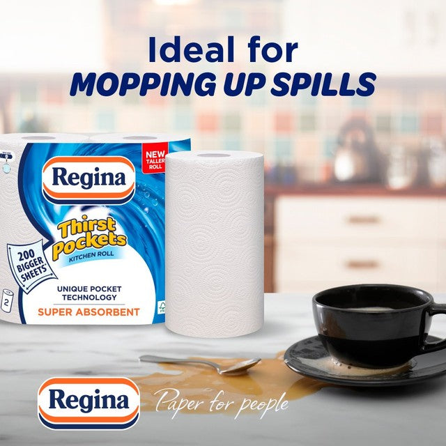 Regina Thirst Pockets kitchen roll 2 rolls, imported from the UK