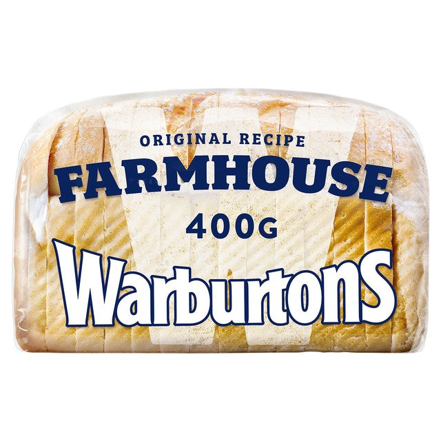 Warburtons White Farmhouse thick sliced white bread 400g (British brand)