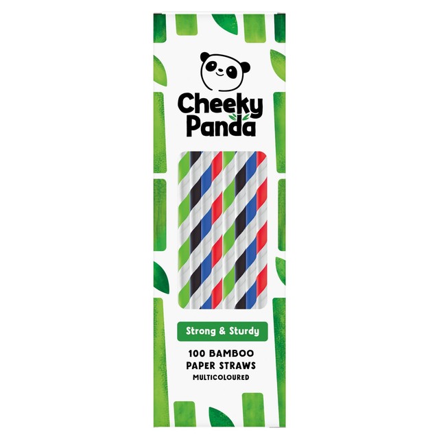 The Cheeky Panda bamboo paper straws striped 100 pack - British product