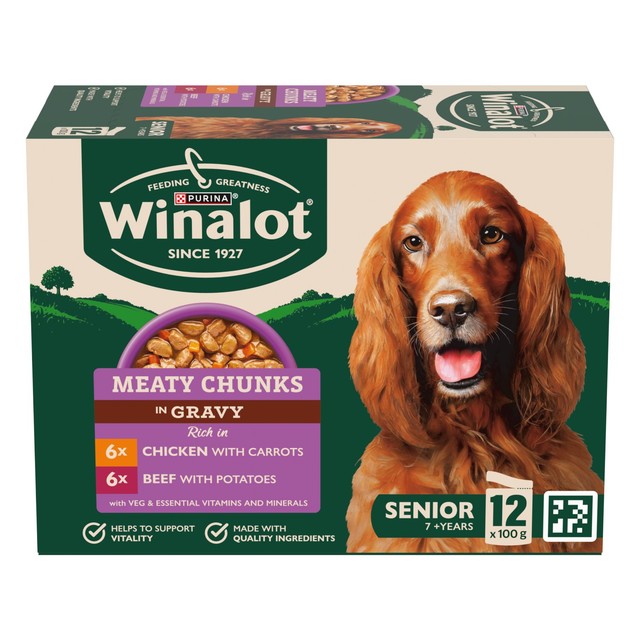 Winalot meaty chunks senior wet dog food 12x100g (British brand)