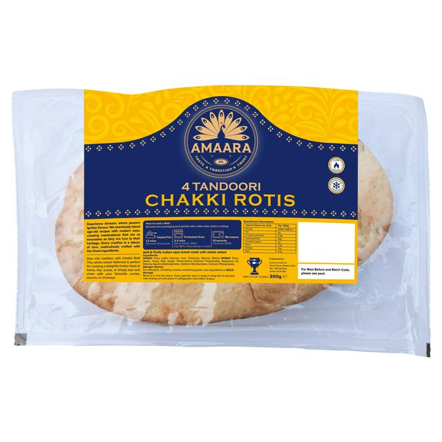 Whole-Wheat Chakki Roti Flatbread Pack of 4, 300g