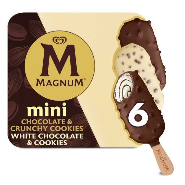 Magnum ice cream sticks chocolate and white chocolate cookie 6 x 55ml, imported from the UK