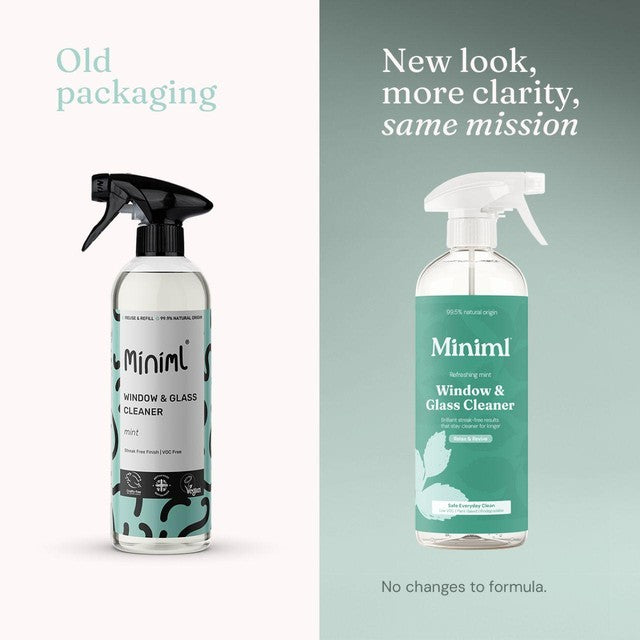 Miniml mint window and glass cleaner spray 750ml, imported from the UK
