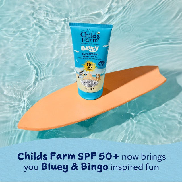 Childs Farm Bluey SPF50+ sun cream for children, UK version