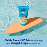 Childs Farm Bluey SPF50+ sun cream for children, UK version