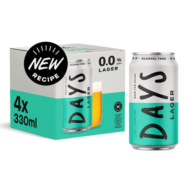 Days Alcohol Free Lager Beer 4 x 330ml cans - British product