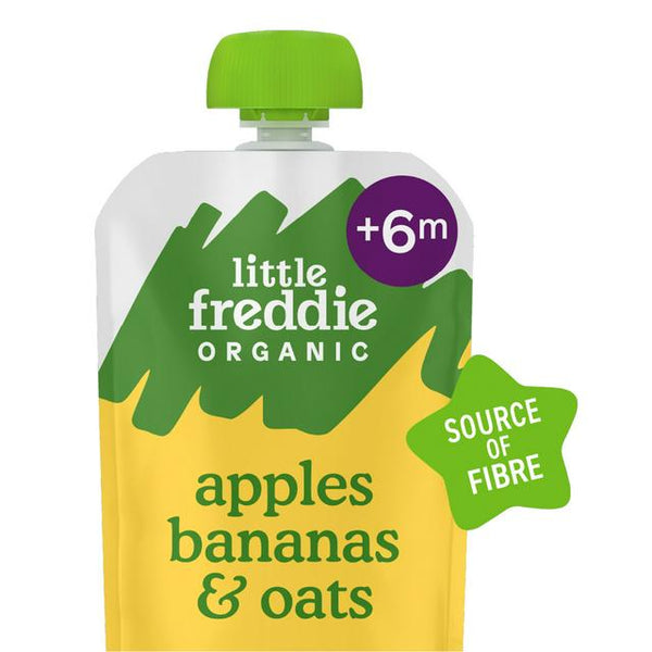 Little Freddie Organic Apples Bananas Oats Baby Food Pouch 6 Months 100g