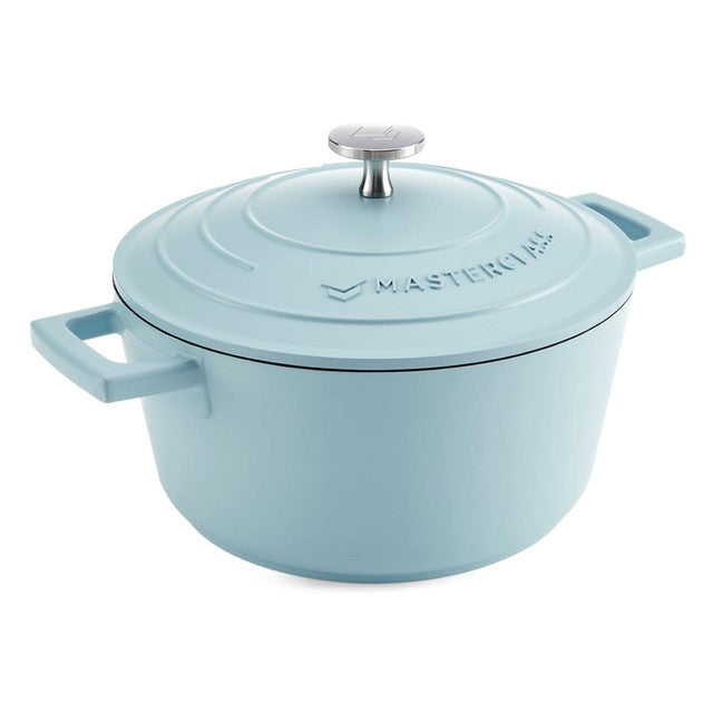 MasterClass sky blue cast aluminium casserole dish 2.5L, imported from the UK
