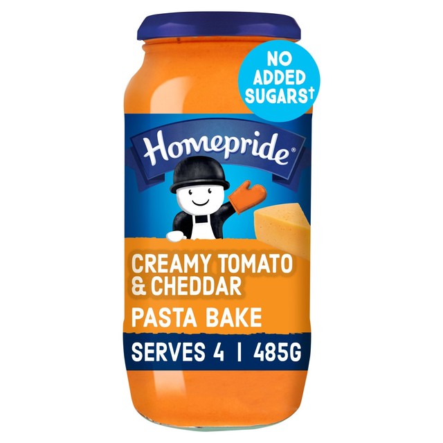 Homepride tomato cheddar pasta bake sauce 484g, imported from the UK