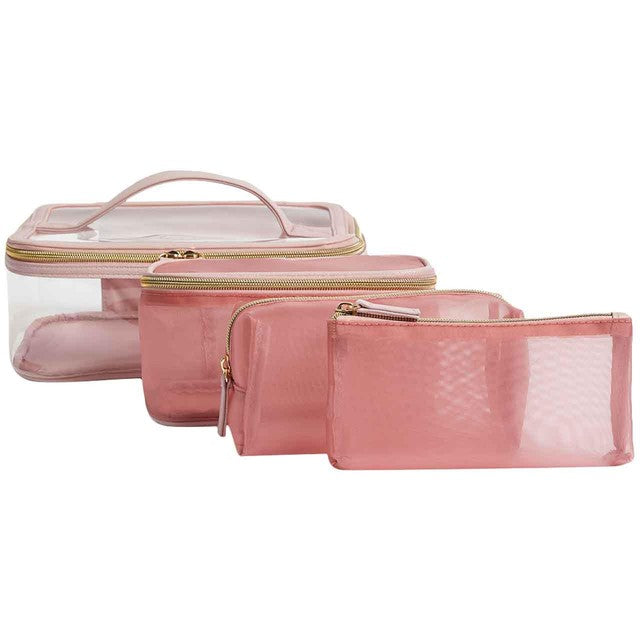 M&S make-up bag set pale pink 4 piece, imported from the UK
