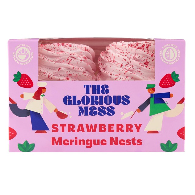 The Glorious Mess strawberry meringue nests 4 x 30g (British brand)
