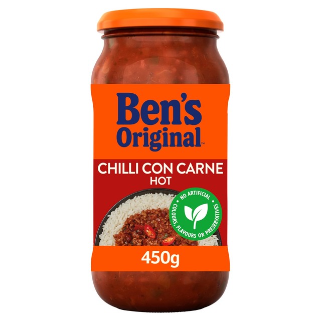 Ben's Original Hot Chilli Con Carne Sauce 450g jar - British product