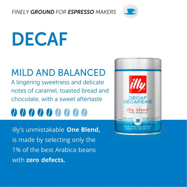 illy decaffeinated ground coffee 250g, UK version