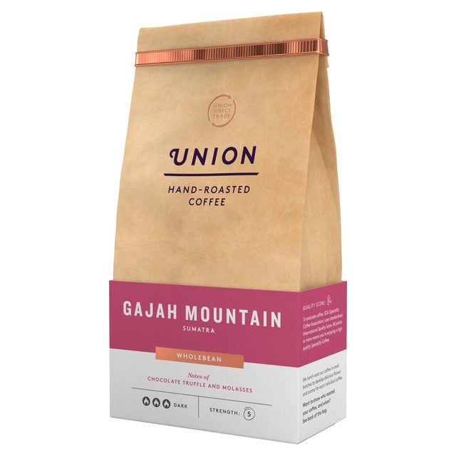 Union Hand-Roasted Gajah Mountain Sumatra whole bean coffee 200g, UK version