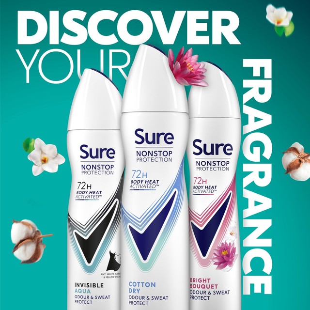 Sure women's cotton dry anti-perspirant spray 150ml (British brand)