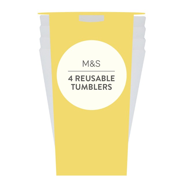M&S white reusable picnic tumblers 4 pack, imported from the UK