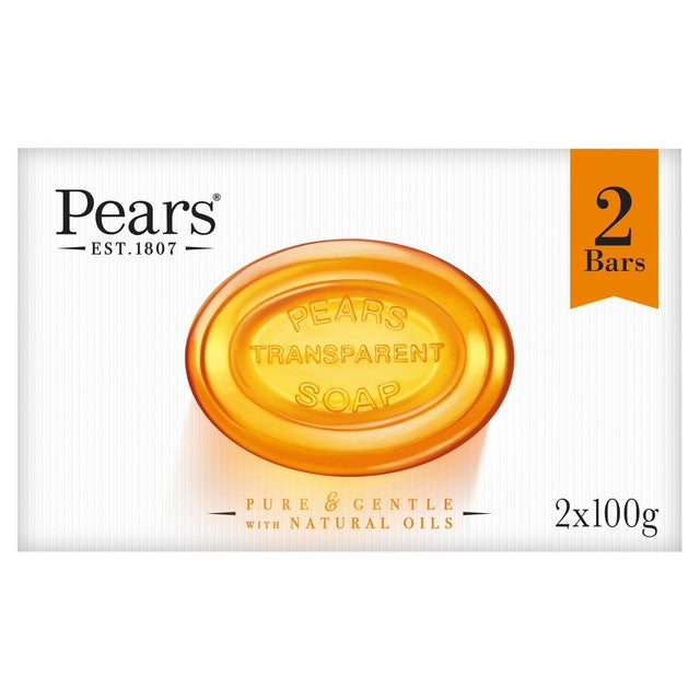 Pears transparent soap bar 2 x 100g, imported from the UK