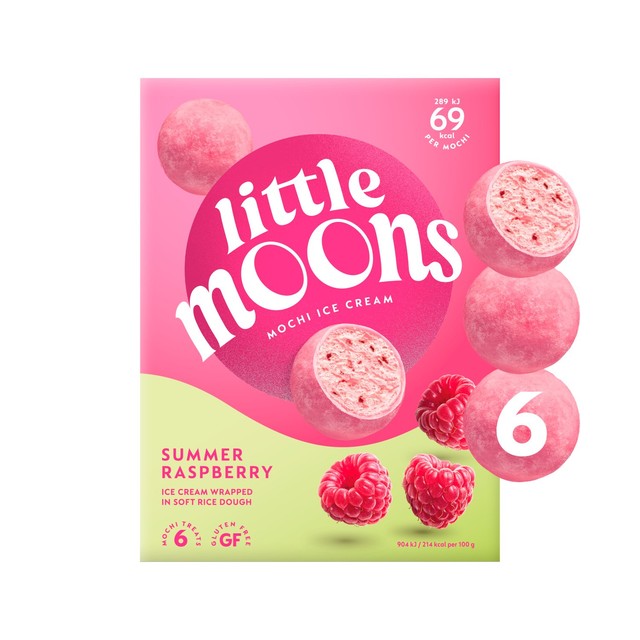 Little Moons raspberry mochi ice cream bites 6x32g, UK version