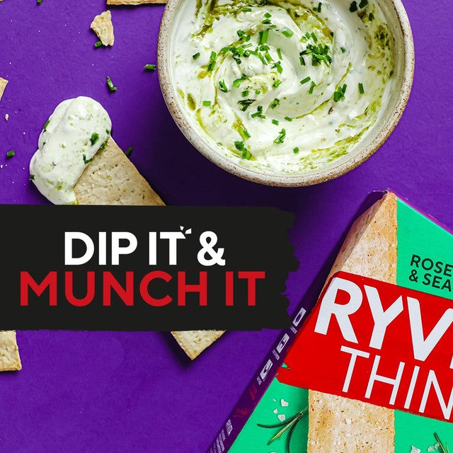 Ryvita rosemary and sea salt flatbread crackers 125g, imported from the UK