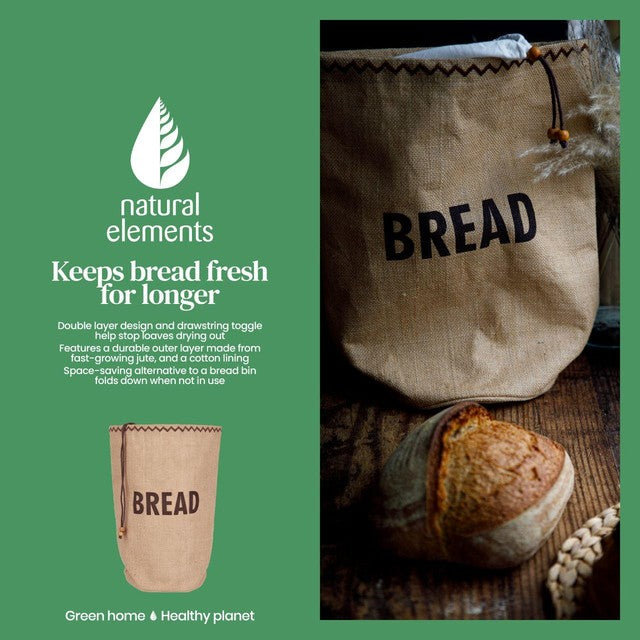 Natural Elements hessian bread bag with cotton lining, imported from the UK