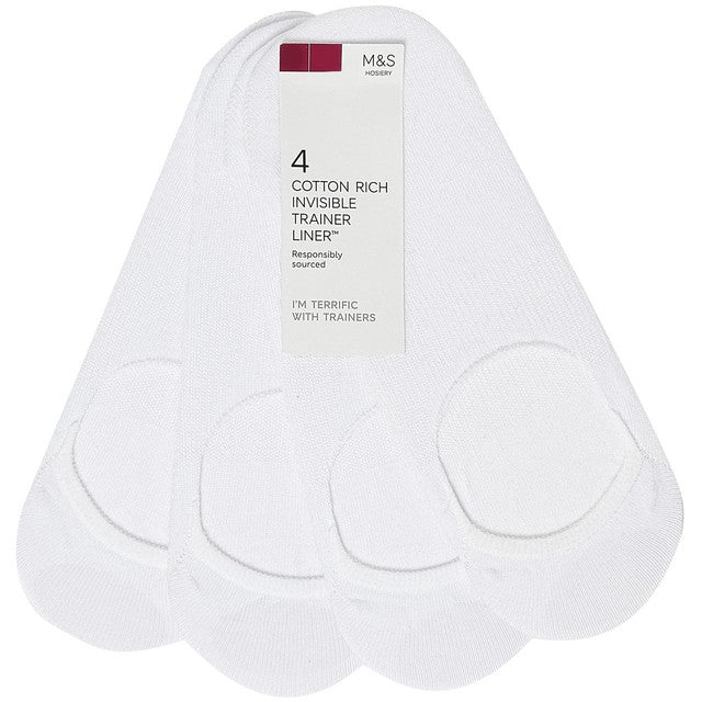 M&S invisible trainer liner socks white size 6-8, imported from the UK