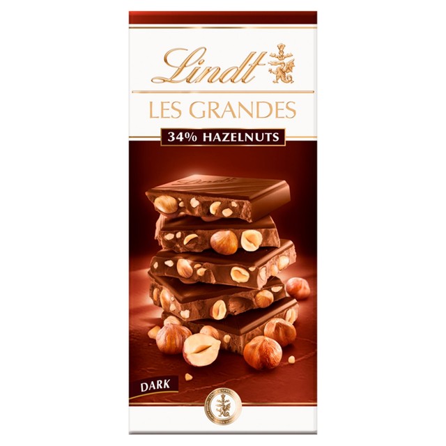 Lindt hazelnuts dark chocolate bar 150g, UK version