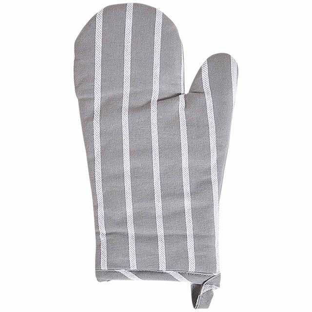 M&S Butchers Stripe Oven Glove in Grey, imported from the UK