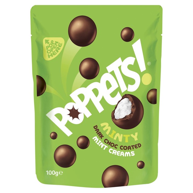 Poppets Mint Poppets dark chocolate peppermint fondant pouch, UK version