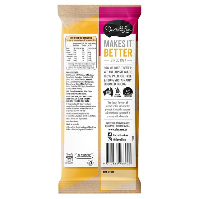 Darrell Lea milk chocolate peanut brittle block 160g - British product