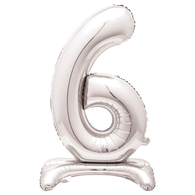 Unique Party giant silver foil number 6 balloon 76cm - British product