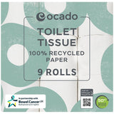 Ocado recycled paper toilet tissue 9 rolls, imported from the UK