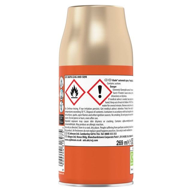 Glade Pumpkin Spice Latte automatic spray refill 269ml, UK version