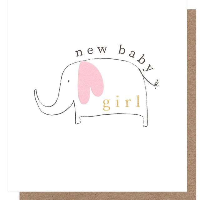 Caroline Gardner elephant baby girl card 16.5x15.5cm - British product