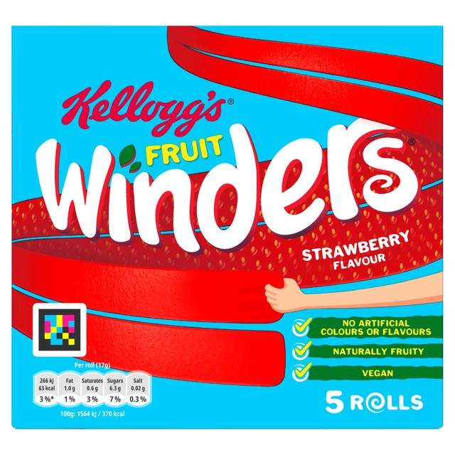 Kellogg's Winders strawberry fruit snack roll 5 x 17g, UK version