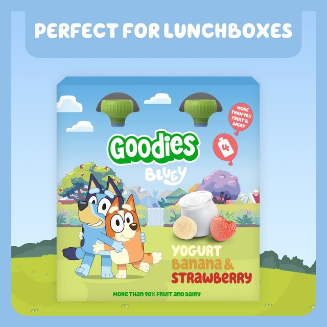 Goodies Bluey Banana & Strawberry Yoghurt Pouch Multipack 4 x 100g, UK version