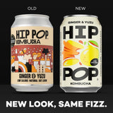 Hip Pop ginger yuzu kombucha drink 4 x 330ml, UK version