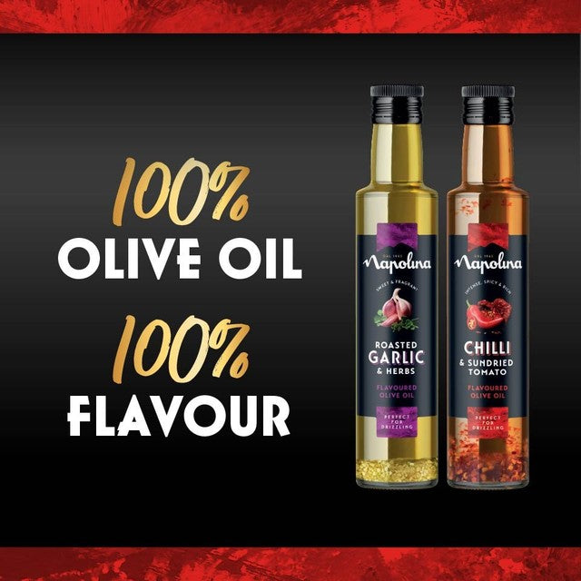 Napolina chilli & sundried tomato flavoured olive oil 250ml, imported from the UK