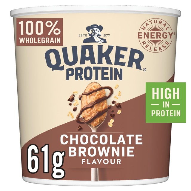 Quaker high protein porridge pot chocolate brownie 61g - British product