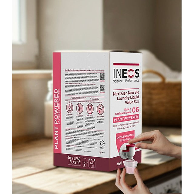 INEOS non-bio laundry liquid with rose and cashew flower fragrance 3L, UK version