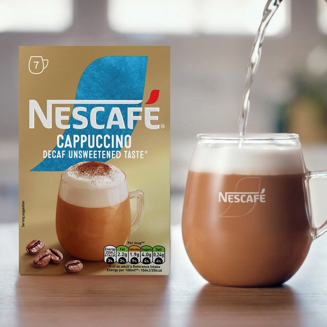Nescafe Gold decaf unsweet cappuccino coffee 7 sachets, imported from the UK