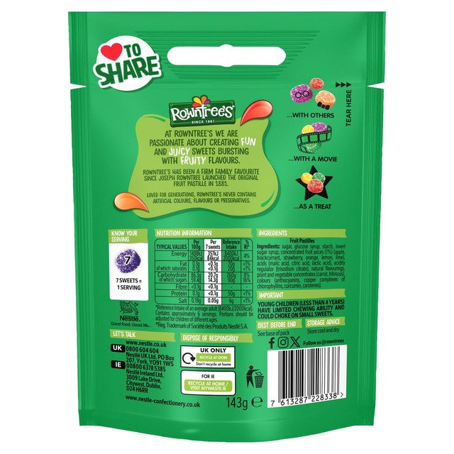 Rowntree's Fruit Pastilles chewy sweets 143g, imported from the UK