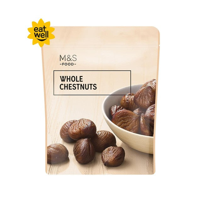 M&S Whole Cooked Chestnuts 180g, imported from the UK