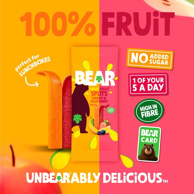 Bear fruit bars sour berry and mango 5 x 20g multipack - British product