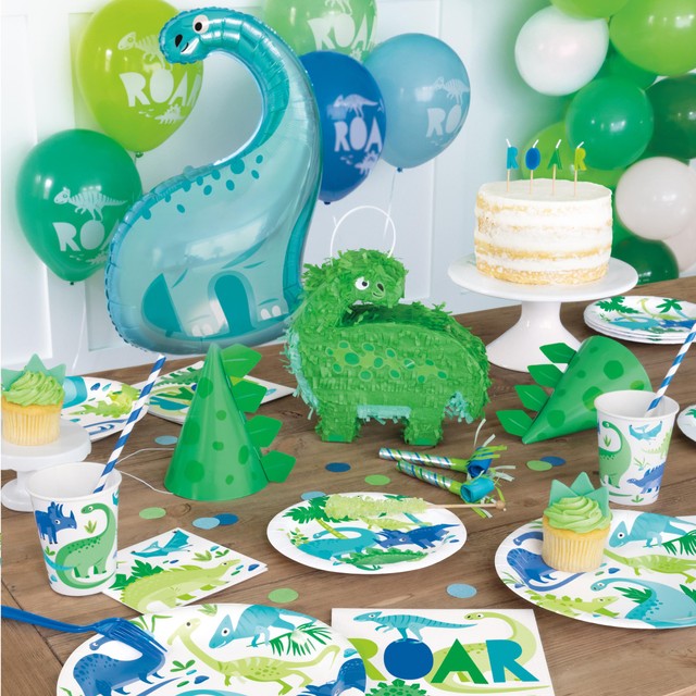 Unique Party Blue Green Dinosaur Paper Cups 255ml - British product