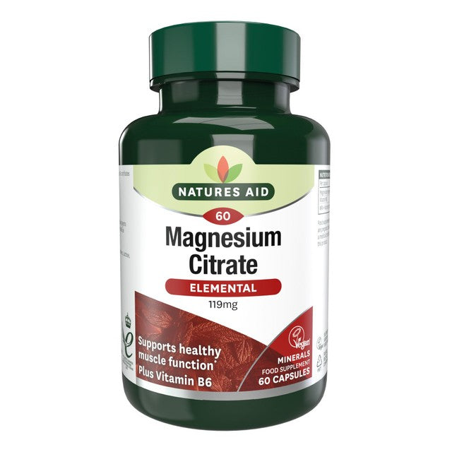 Natures Aid magnesium citrate supplement capsules 60 capsules, imported from the UK