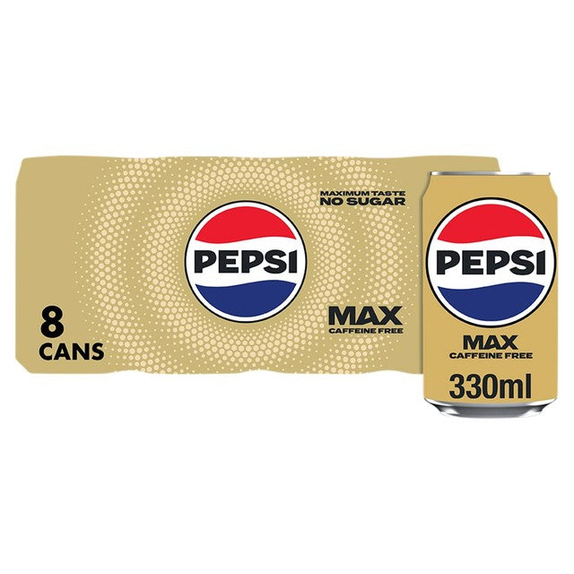 Pepsi caffeine-free sugar-free cola soft drink multipack 8x330ml, imported from the UK