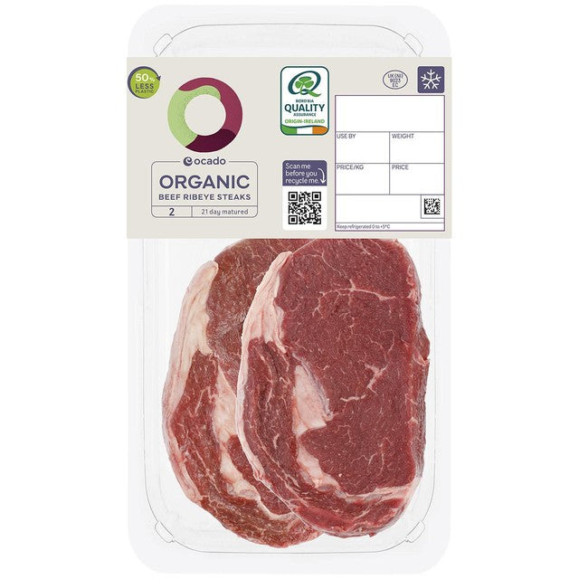 Ocado Bio-Rinder-Rumpsteaks 425g, importiert aus Großbritannien