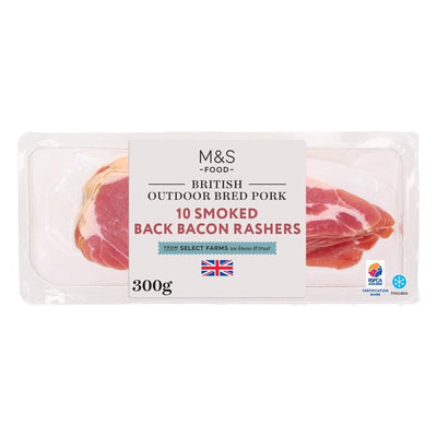 M&S M&S British Outdoor Bred Smoked Back Bacon Rashers 300g- Buy online at McGrocer